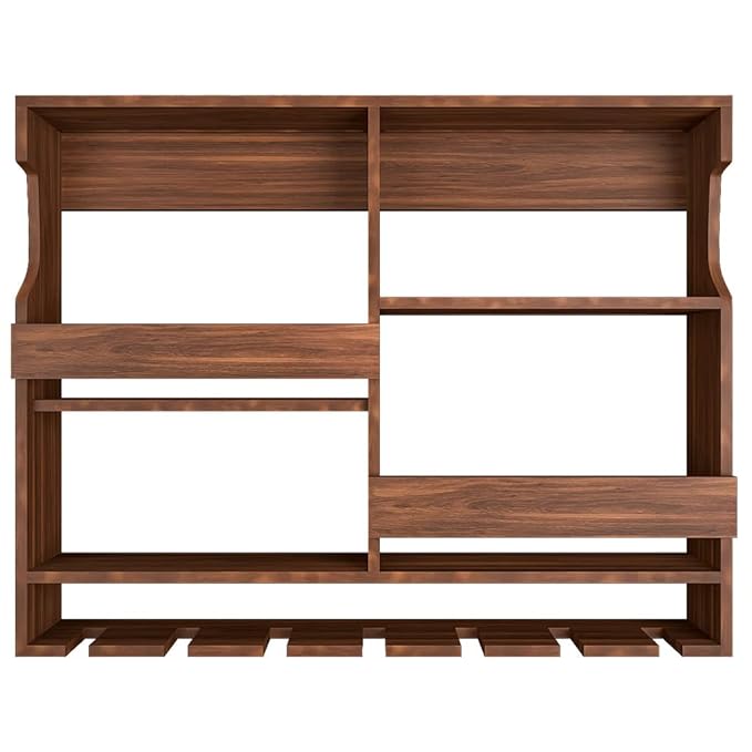 Genuine Decor Wooden Wall Mounted Wine Rack, Bar Cabinet with Glass Storage, Wall Hanging Mini Bar Reverse Glass Hanging Organizer for Home Wine Rack/Holder Size 30 x 24 Inch (Rose Wood) (Brown) - Image 2
