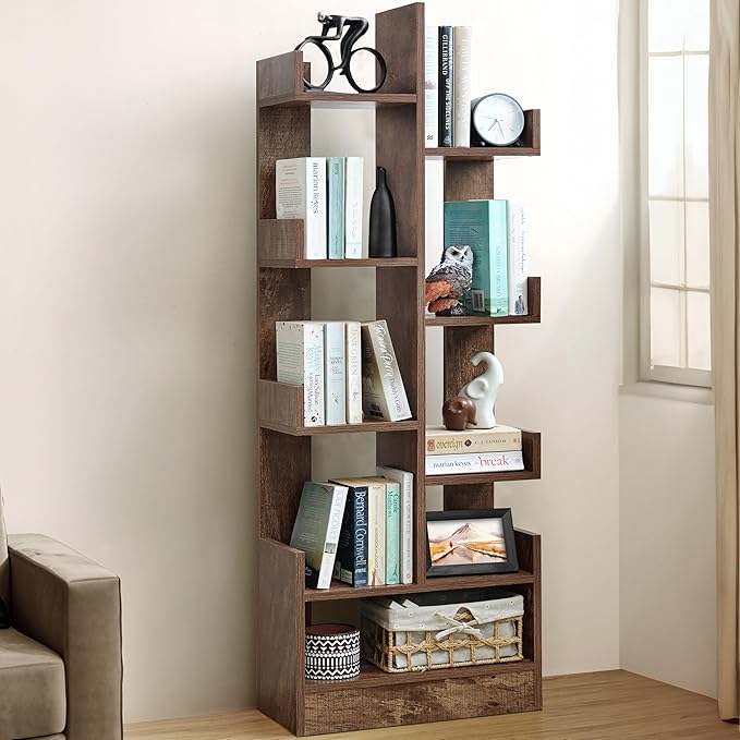 ABOUT SPACE Open Book Shelf DIY Book Storage Display Rack - Wooden Multipurpose Book Storage Display Organizer Rack with Solid Finish Showcase Stand (L 47 x W 20.8 x H 141.2 cm)
