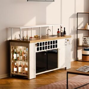 HAUS OF BARS Metal By Speedx - Double Model X Home Bar Cabinet With Built In 2 Units Of 30L Fridge And Modular Sink With Tap (Wheels At The Bottom), Black